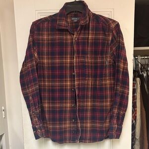 Eddie Bauer Red and Orange Plaid Button Down Shirt
